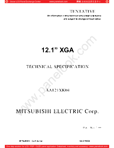 . Various Panel Mitsubishi AA121XK04 1 [DS]  . Various LCD Panels Panel_Mitsubishi_AA121XK04_1_[DS].pdf