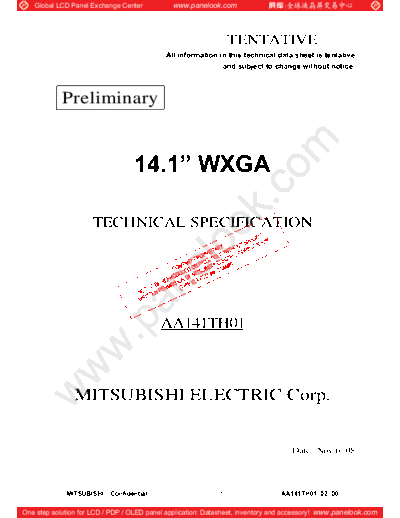 . Various Panel Mitsubishi AA141TH01 0 [DS]  . Various LCD Panels Panel_Mitsubishi_AA141TH01_0_[DS].pdf