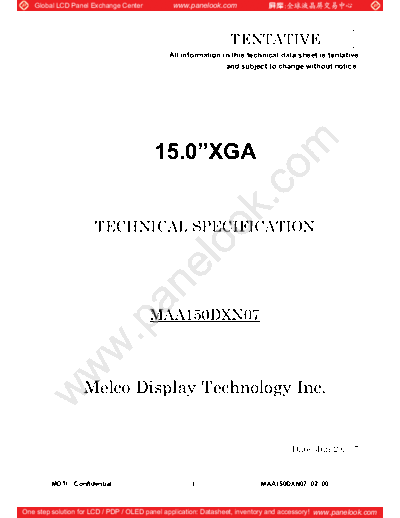 . Various Panel Mitsubishi AA150XN07 0 [DS]  . Various LCD Panels Panel_Mitsubishi_AA150XN07_0_[DS].pdf