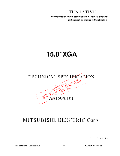 . Various Panel Mitsubishi AA150XT01 3 [DS]  . Various LCD Panels Panel_Mitsubishi_AA150XT01_3_[DS].pdf