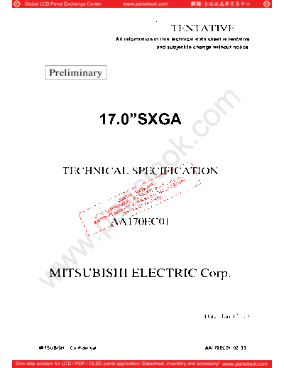 . Various Panel Mitsubishi AA170EC01 0 [DS]  . Various LCD Panels Panel_Mitsubishi_AA170EC01_0_[DS].pdf