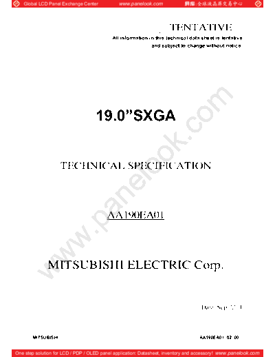 . Various Panel Mitsubishi AA190EA01 3 [DS]  . Various LCD Panels Panel_Mitsubishi_AA190EA01_3_[DS].pdf