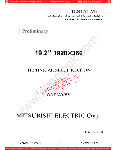 . Various Panel Mitsubishi AA192AA01 1 [DS]  . Various LCD Panels Panel_Mitsubishi_AA192AA01_1_[DS].pdf