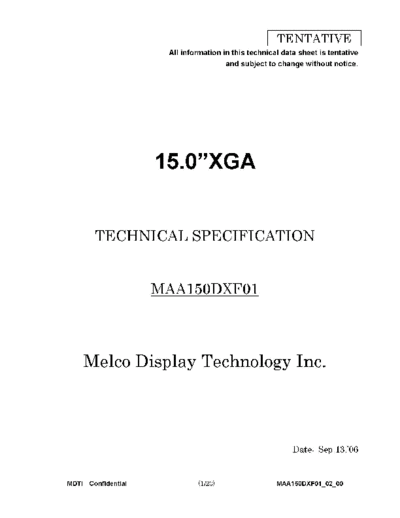 . Various Panel Mitsubishi MDTI MAA150DXF01 0 [DS]  . Various LCD Panels Panel_Mitsubishi_MDTI_MAA150DXF01_0_[DS].pdf
