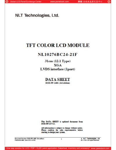 . Various Panel NEC NL10276BC24-21F 2 [DS]  . Various LCD Panels Panel_NEC_NL10276BC24-21F_2_[DS].pdf