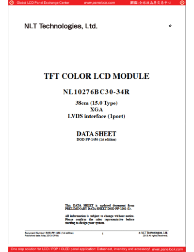 . Various Panel NEC NL10276BC30-34R 1 [DS]  . Various LCD Panels Panel_NEC_NL10276BC30-34R_1_[DS].pdf