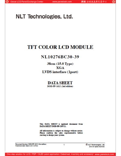 . Various Panel NEC NL10276BC30-39 2 [DS]  . Various LCD Panels Panel_NEC_NL10276BC30-39_2_[DS].pdf