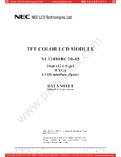 . Various Panel NEC NL12880BC20-05 2 [DS]  . Various LCD Panels Panel_NEC_NL12880BC20-05_2_[DS].pdf