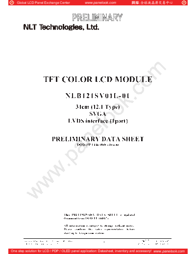 . Various Panel NEC NLB121SV01L-01 2 [DS]  . Various LCD Panels Panel_NEC_NLB121SV01L-01_2_[DS].pdf