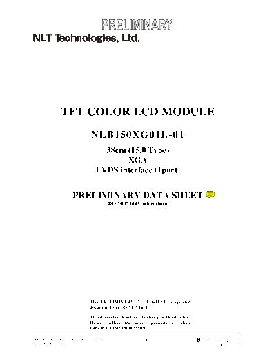 . Various Panel NLT NLB150XG01L-01 3 [DS]  . Various LCD Panels Panel_NLT_NLB150XG01L-01_3_[DS].pdf