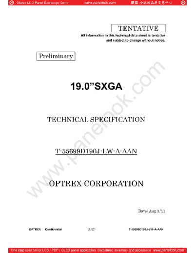 . Various Panel OPTREX T-55699D190J-LW-A-AAN 0 [DS]  . Various LCD Panels Panel_OPTREX_T-55699D190J-LW-A-AAN_0_[DS].pdf