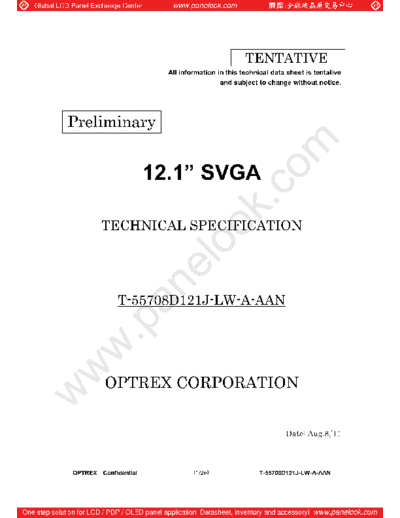 . Various Panel OPTREX T-55708D121J-LW-A-AAN 0 [DS]  . Various LCD Panels Panel_OPTREX_T-55708D121J-LW-A-AAN_0_[DS].pdf