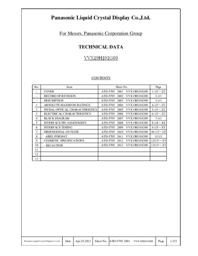 . Various Panel Panasonic VVX19H101G00 0 [DS]  . Various LCD Panels Panel_Panasonic_VVX19H101G00_0_[DS].pdf