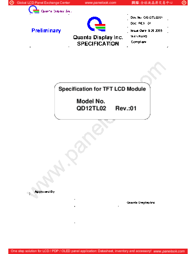 . Various Panel QDI QD12TL02 Rev-01 0 [DS]  . Various LCD Panels Panel_QDI_QD12TL02_Rev-01_0_[DS].pdf