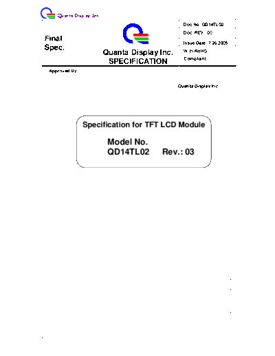 . Various Panel QDI QD14TL02 Rev-03 0 [DS]  . Various LCD Panels Panel_QDI_QD14TL02_Rev-03_0_[DS].pdf