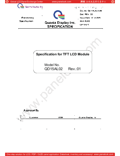 . Various Panel QDI QD15AL02 Rev-01 0 [DS]  . Various LCD Panels Panel_QDI_QD15AL02_Rev-01_0_[DS].pdf