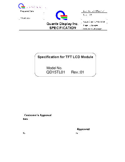 . Various Panel QDI QD15TL01 Rev-01 0 [DS]  . Various LCD Panels Panel_QDI_QD15TL01_Rev-01_0_[DS].pdf