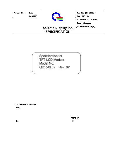 . Various Panel QDI QD15XL02 Rev-02 0 [DS]  . Various LCD Panels Panel_QDI_QD15XL02_Rev-02_0_[DS].pdf