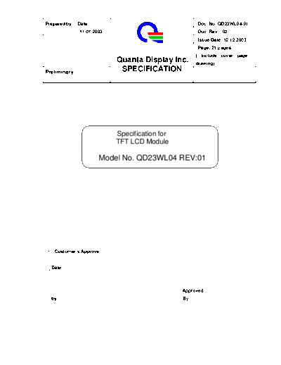 . Various Panel QDI QD23WL04 Rev-01 0 [DS]  . Various LCD Panels Panel_QDI_QD23WL04_Rev-01_0_[DS].pdf