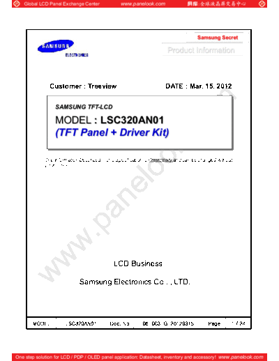 . Various Panel SAMSUNG LSC320AN01 0 [DS]  . Various LCD Panels Panel_SAMSUNG_LSC320AN01_0_[DS].pdf