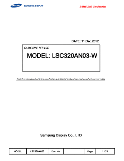 . Various Panel SAMSUNG LSC320AN03-W 0 [DS]  . Various LCD Panels Panel_SAMSUNG_LSC320AN03-W_0_[DS].pdf
