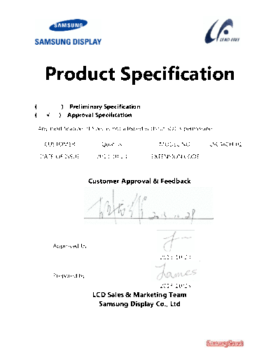 . Various Panel SAMSUNG LSC480HJ01 0 [DS]  . Various LCD Panels Panel_SAMSUNG_LSC480HJ01_0_[DS].pdf