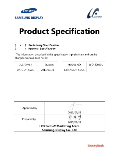 . Various Panel SAMSUNG LSC480HJ01 1 [DS]  . Various LCD Panels Panel_SAMSUNG_LSC480HJ01_1_[DS].pdf