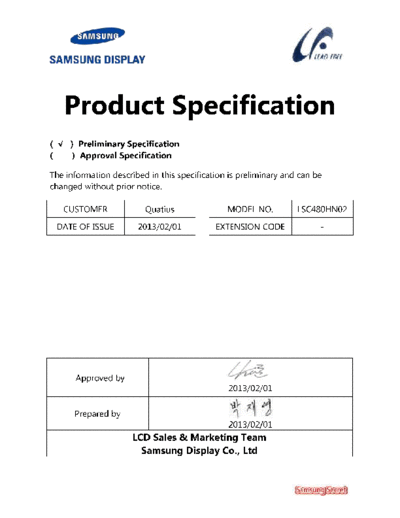 . Various Panel SAMSUNG LSC480HN02 0 [DS]  . Various LCD Panels Panel_SAMSUNG_LSC480HN02_0_[DS].pdf