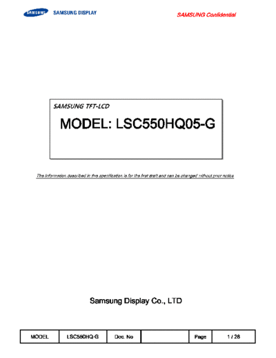 . Various Panel SAMSUNG LSC550HQ05-G 0 [DS]  . Various LCD Panels Panel_SAMSUNG_LSC550HQ05-G_0_[DS].pdf