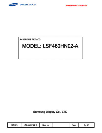 . Various Panel SAMSUNG LSF460HN02-A 0 [DS]  . Various LCD Panels Panel_SAMSUNG_LSF460HN02-A_0_[DS].pdf