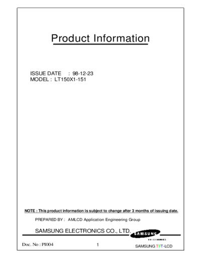 . Various Panel SAMSUNG LT150X1-151 0 [DS]  . Various LCD Panels Panel_SAMSUNG_LT150X1-151_0_[DS].pdf