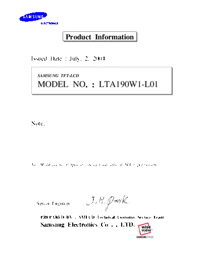 . Various Panel SAMSUNG LTA190W1-L01 0 [DS]  . Various LCD Panels Panel_SAMSUNG_LTA190W1-L01_0_[DS].pdf