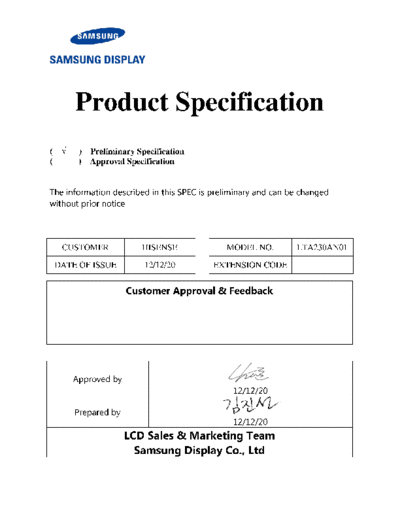 . Various Panel SAMSUNG LTA230AN01 1 [DS]  . Various LCD Panels Panel_SAMSUNG_LTA230AN01_1_[DS].pdf