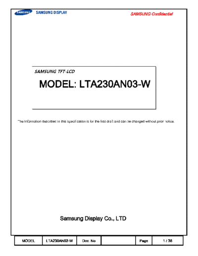 . Various Panel SAMSUNG LTA230AN03-W 0 [DS]  . Various LCD Panels Panel_SAMSUNG_LTA230AN03-W_0_[DS].pdf