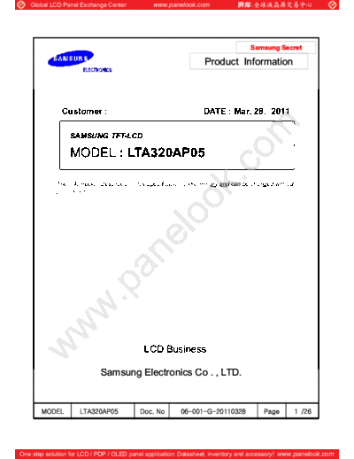 . Various Panel SAMSUNG LTA320AP05 2 [DS]  . Various LCD Panels Panel_SAMSUNG_LTA320AP05_2_[DS].pdf