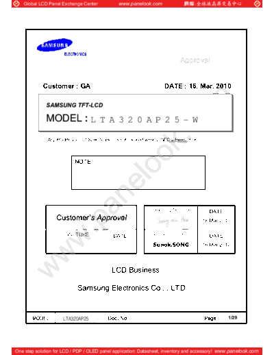 . Various Panel SAMSUNG LTA320AP25-W 0 [DS]  . Various LCD Panels Panel_SAMSUNG_LTA320AP25-W_0_[DS].pdf