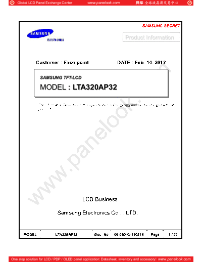 . Various Panel SAMSUNG LTA320AP32 2 [DS]  . Various LCD Panels Panel_SAMSUNG_LTA320AP32_2_[DS].pdf