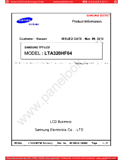 . Various Panel SAMSUNG LTA320HF04 0 [DS]  . Various LCD Panels Panel_SAMSUNG_LTA320HF04_0_[DS].pdf