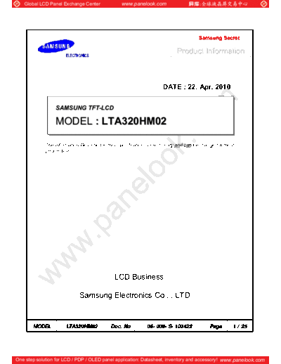 . Various Panel SAMSUNG LTA320HM02 0 [DS]  . Various LCD Panels Panel_SAMSUNG_LTA320HM02_0_[DS].pdf