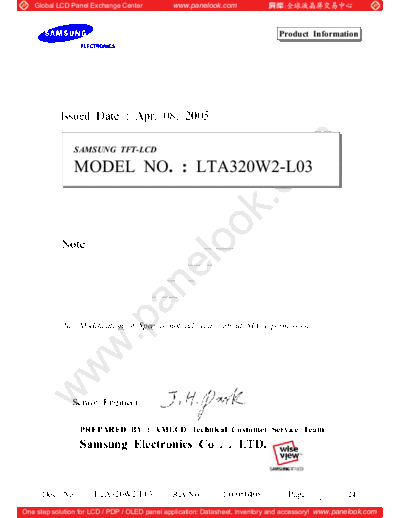 . Various Panel SAMSUNG LTA320W2-L03 0 [DS]  . Various LCD Panels Panel_SAMSUNG_LTA320W2-L03_0_[DS].pdf