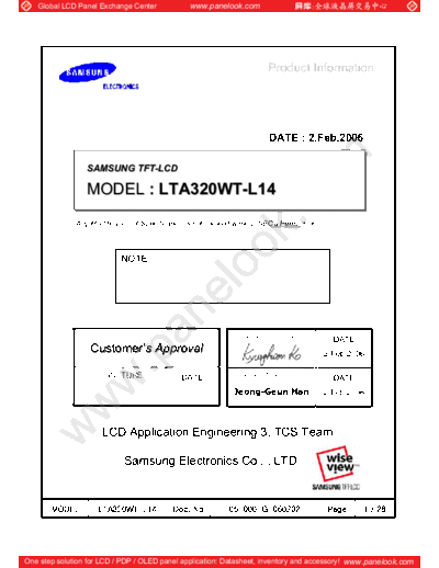 . Various Panel SAMSUNG LTA320WT-L14 0 [DS]  . Various LCD Panels Panel_SAMSUNG_LTA320WT-L14_0_[DS].pdf