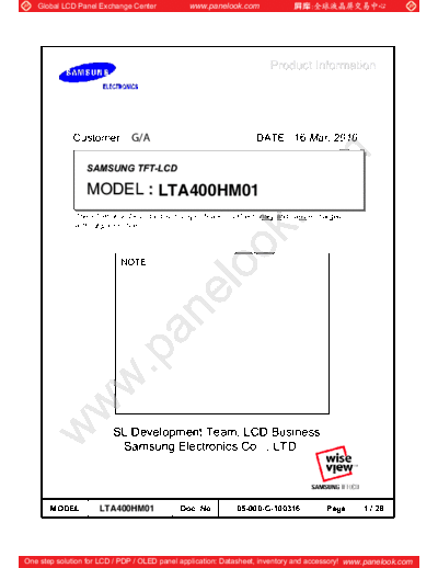 . Various Panel SAMSUNG LTA400HM01 0 [DS]  . Various LCD Panels Panel_SAMSUNG_LTA400HM01_0_[DS].pdf