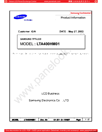 . Various Panel SAMSUNG LTA400HM01 1 [DS]  . Various LCD Panels Panel_SAMSUNG_LTA400HM01_1_[DS].pdf