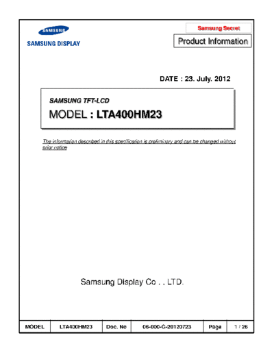 . Various Panel SAMSUNG LTA400HM23 0 [DS]  . Various LCD Panels Panel_SAMSUNG_LTA400HM23_0_[DS].pdf