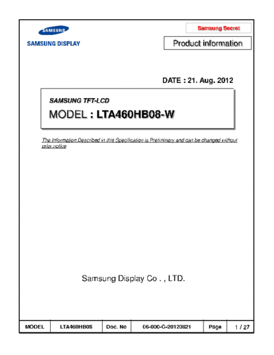 . Various Panel SAMSUNG LTA460HB08-W01 0 [DS]  . Various LCD Panels Panel_SAMSUNG_LTA460HB08-W01_0_[DS].pdf