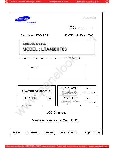 . Various Panel SAMSUNG LTA460HF03 0 [DS]  . Various LCD Panels Panel_SAMSUNG_LTA460HF03_0_[DS].pdf