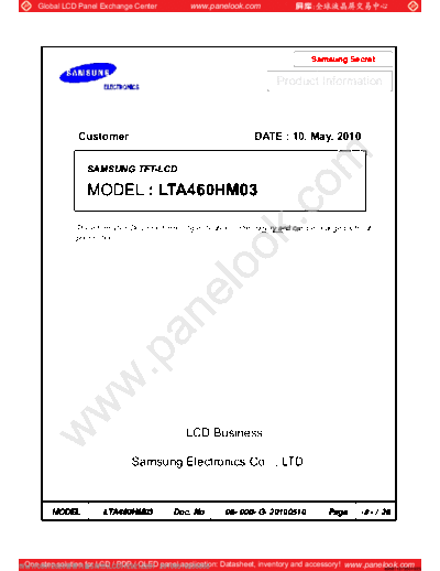 . Various Panel SAMSUNG LTA460HM03 1 [DS]  . Various LCD Panels Panel_SAMSUNG_LTA460HM03_1_[DS].pdf