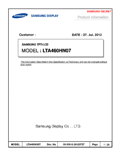 . Various Panel SAMSUNG LTA460HN07 1 [DS]  . Various LCD Panels Panel_SAMSUNG_LTA460HN07_1_[DS].pdf