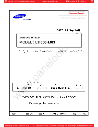 . Various Panel SAMSUNG LTA550HJ03 0 [DS]  . Various LCD Panels Panel_SAMSUNG_LTA550HJ03_0_[DS].pdf