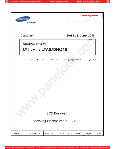 . Various Panel SAMSUNG LTA550HQ16 0 [DS]  . Various LCD Panels Panel_SAMSUNG_LTA550HQ16_0_[DS].pdf